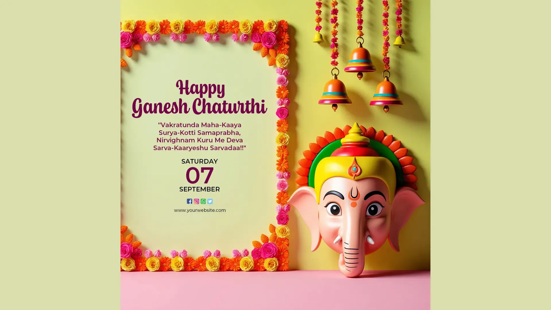 Happy Ganesh Chaturthi Instagram Post Featuring Traditional Elements with Modern Touch